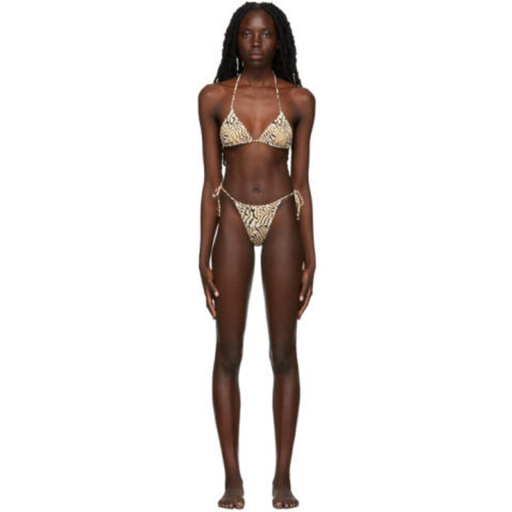 Fruity Booty SSENSE Exclusive Black & Orange Puffer Print Bikini Set - S